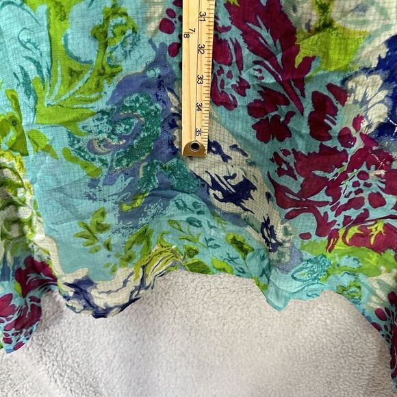 Ulla Popken one Size blue Floral Bright Flowy Oversized Kimono Cover Up Cardigan - Picture 7 of 7